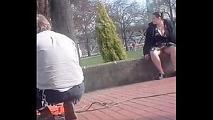 Wife's gams broad open taunting strangers