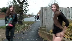 Ultra-kinky black-haired teenager honey Leyla urinating outdoors