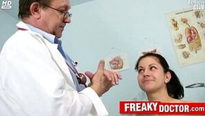 Torrid czech dark haired Monika gets finger-tickled by father medic
