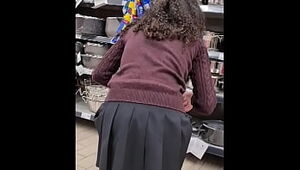 SPYING Teenage Chick AT SUPERMARKET - Brief Micro-skirt