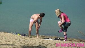 Beach pounding fledgling teenage stepsister ultra-cute arse with diminutive fun bags outdoor