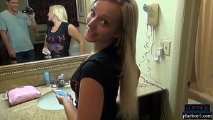 Blondie fledgling Girlfriends poking in homemade pornography flicks
